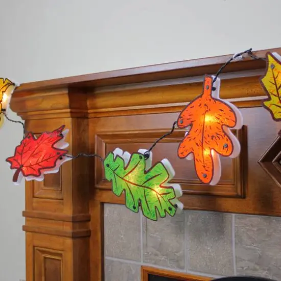 49" Autumn Yellow, Red, Green and Orange Leaves Window Silhouette Garland Decoration {5}