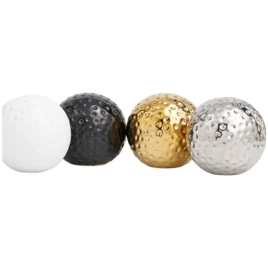 4" Hammered Detail Ceramic Ball Sculpture Set {4}