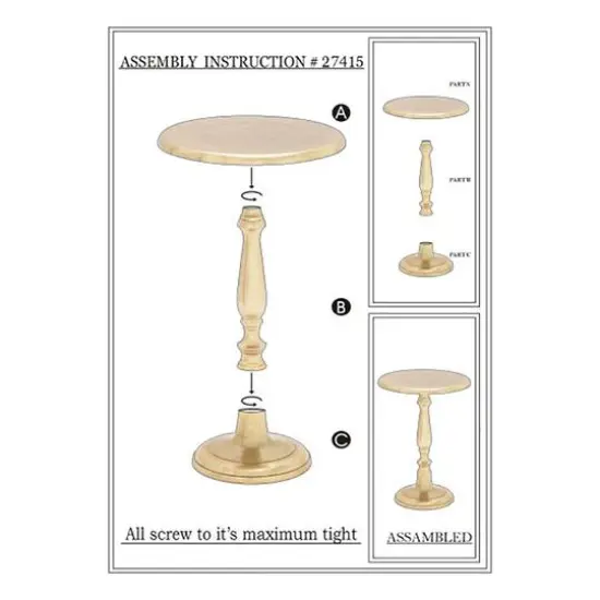 Gold Aluminum Traditional Pedestal Table {5}