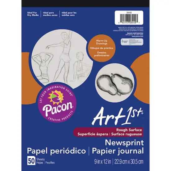 UCreate&reg; White Newsprint Pad Pack, 9'' x 12'' {3}