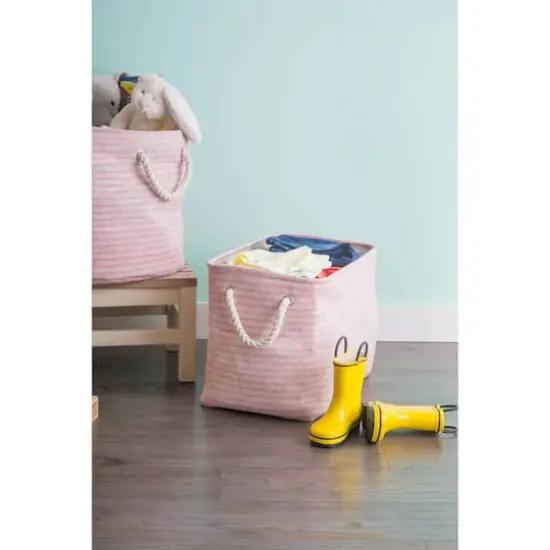 DII&reg; Medium Round Pink Sorbet Keeping Score Polyester Bin {3}