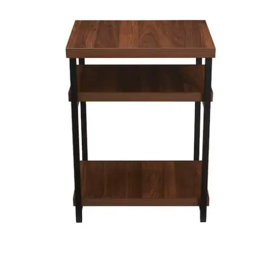Household Essentials Jamestown 2-Shelf End Table Mid Century Walnut {10}