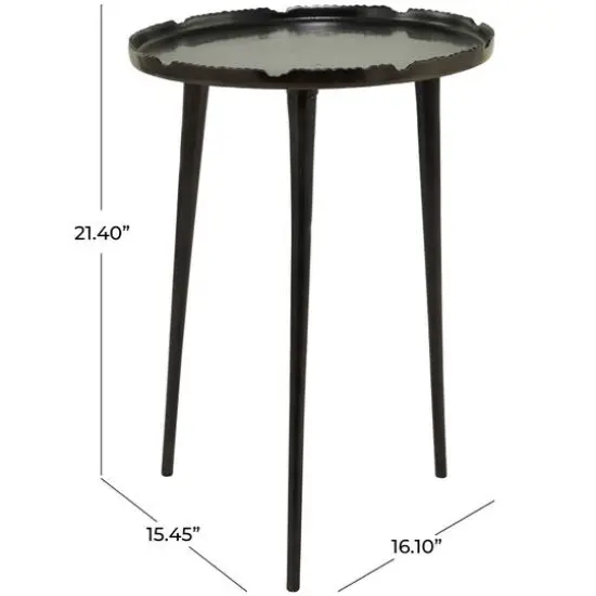 21" Aluminum Accent Table with Tray Top Black {6}