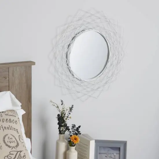 Geometric White Wall Mirror {3}