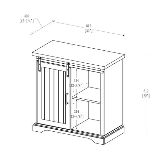 Walker Edison 32" Stone Grey Sliding Grooved Door Modern Accent Cabinet {7}