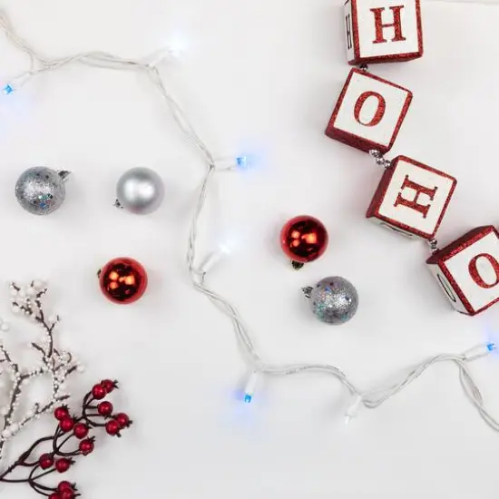 50ct. LED Wide Angle Christmas String Lights with White Wire Blue/White {11}