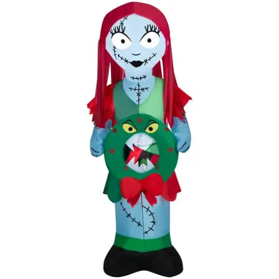 5ft. Airblown&reg; Inflatable Christmas Sally in Patchwork Dress with Monster Wreath {1}