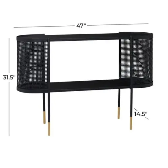 Black Contemporary Metal Console Table, 32" x 47" {7}