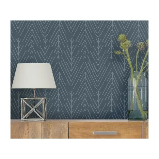 RoomMates Twig Hygge Herringbone Peel & Stick Wallpaper Navy and gray {6}