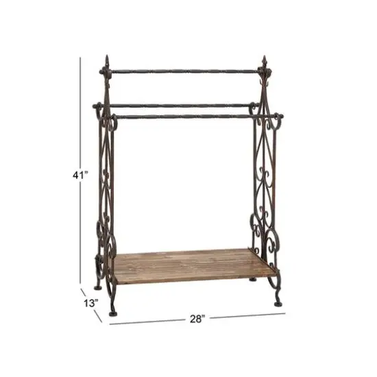 41'' Black Vintage Metal Towel Rack {8}