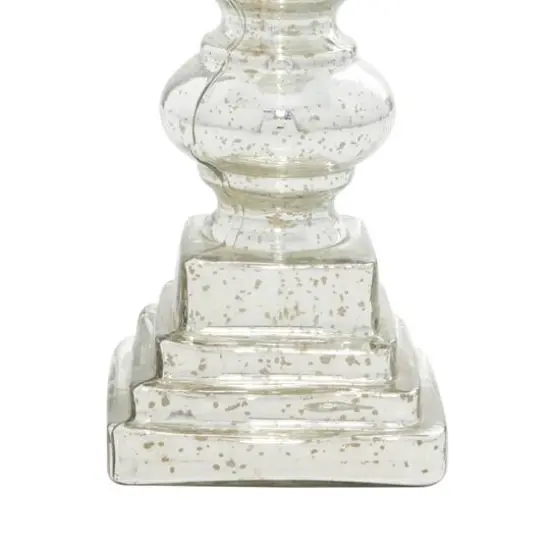 22" Silver Glass Traditional Candle Holder {5}