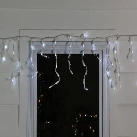 100ct. LED Wide Angle Icicle Christmas Lights With White Wire Pure White {4}