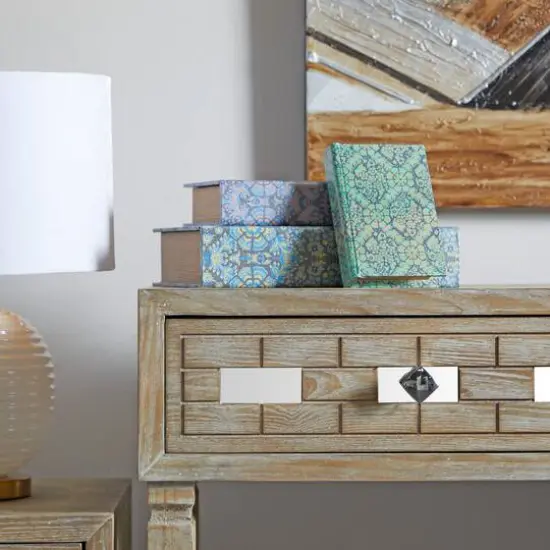 Geometric Floral Canvas Faux Book Box Set {8}