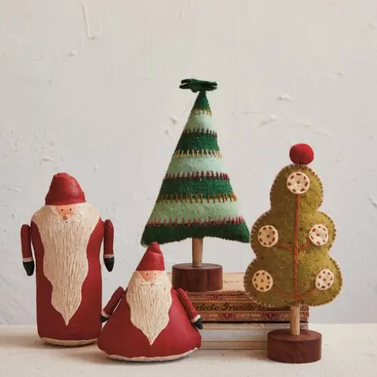 Hello Honey&reg; 5.5" Red & Cream Hand-Painted Canvas Santa {3}