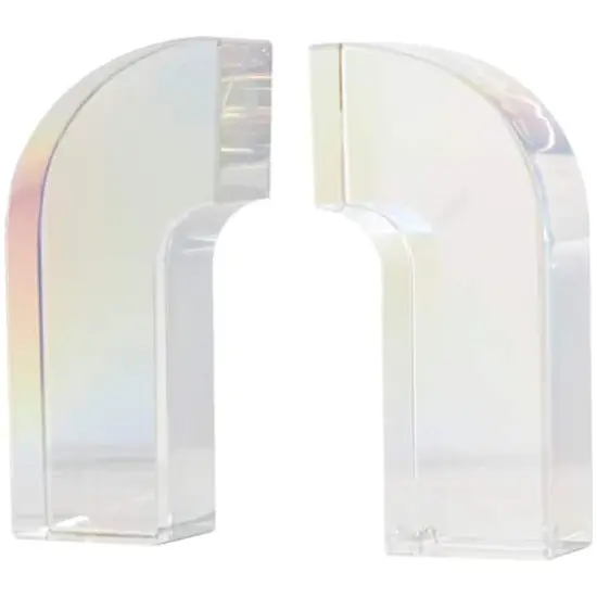 6" Clear Crystal Geometric Arched Bookends Set {1}
