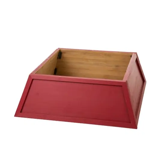 Glitzhome&reg; 32" Red Trapezoid Farm Fresh Christmas Tree Collar {9}