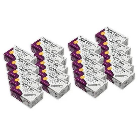 Charles Leonard 2" Jumbo Silver Non-Skid Paper Clips, 20 Packs of 100 {1}