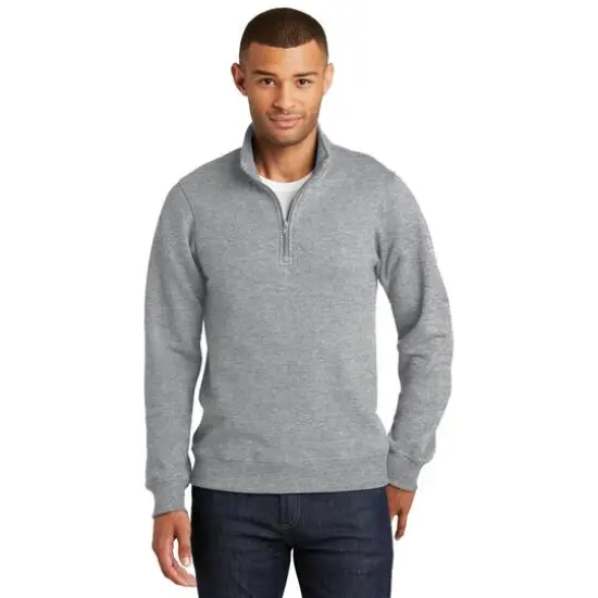 Port & Company® Fan Favorite™ Fleece 1/4 Zip Pullover Adult Sweatshirt Athletic Heather {4}