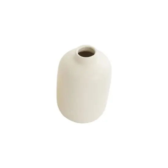 8" Cream Ceramic Minimalistic Vase {5}