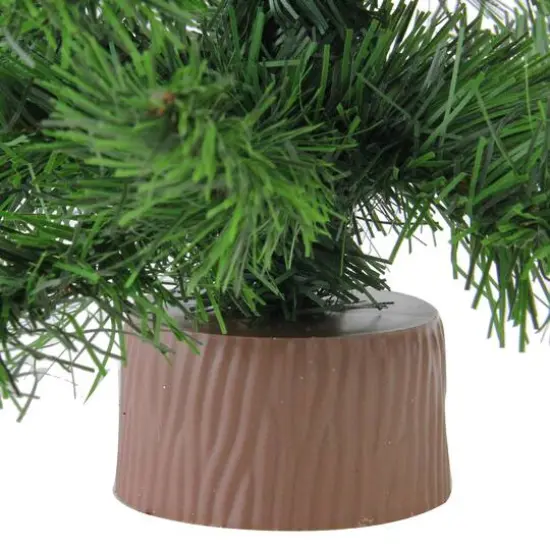 18" Unlit Mini Pine Artificial Christmas Tree in Faux Wood Base {5}