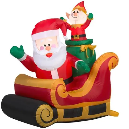 3.5ft. Airblown&reg; Inflatable Santa and Elf in Sleigh {1}