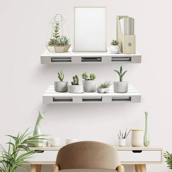 Sorbus Gray Wood Pallet Style Floating Shelf, 2ct. {3}