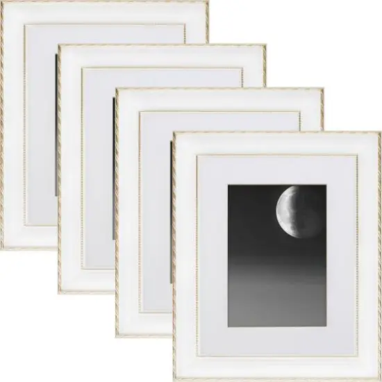 4 Pack Craig Frames Victoria White & Gold Picture Frame with Mat {7}