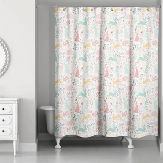 Scandinavian Bunny Pattern 71" x 74" Shower Curtain {1}