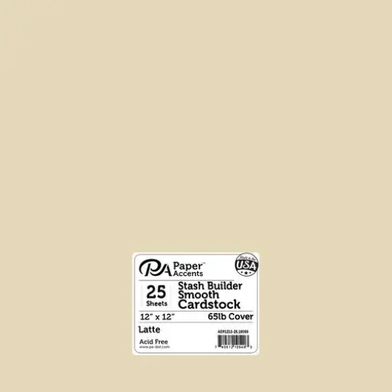 PA Paper&trade; Accents Stash Builder 12" x 12" 65lb. Smooth Cardstock, 25 Sheets Latte {1}