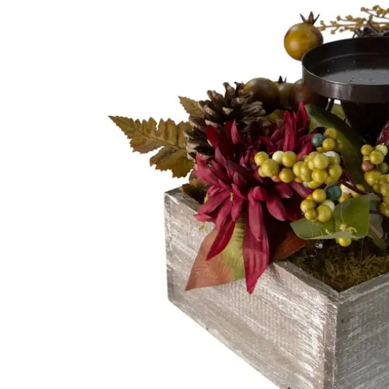 24" Autumn Harvest Pomegranate 3-Piece Candle Holder {6}