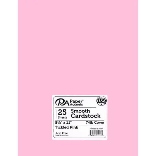 PA Paper&trade; Accents 8.5" x 11" Smooth Cardstock, 25 Sheets Tickled Pink {1}