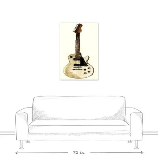 White Guitar 24" x 36" Canvas Wall Art {4}