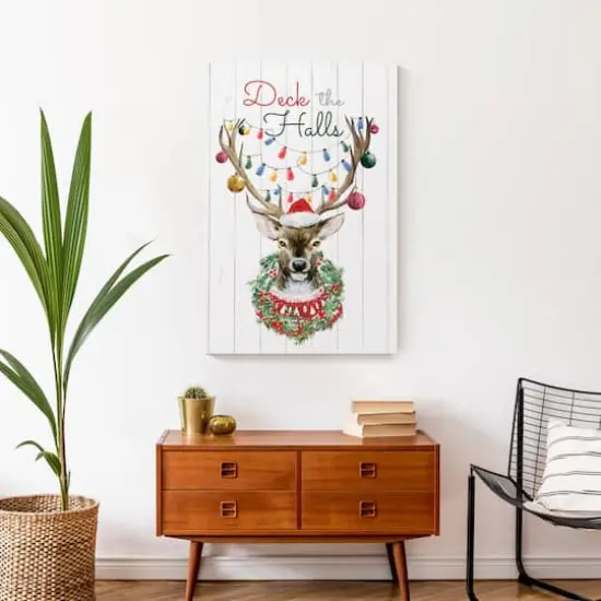 Deck the Halls Reindeer Canvas Wall Art {5}