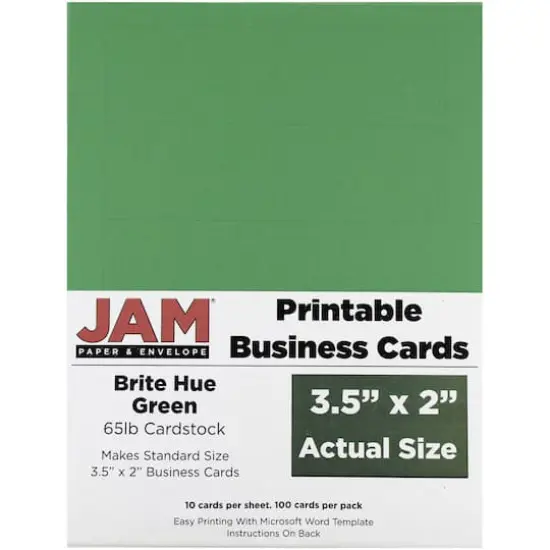 JAM Paper Brite Hue Printable Business Cards, 100ct. Brite Hue Green {1}