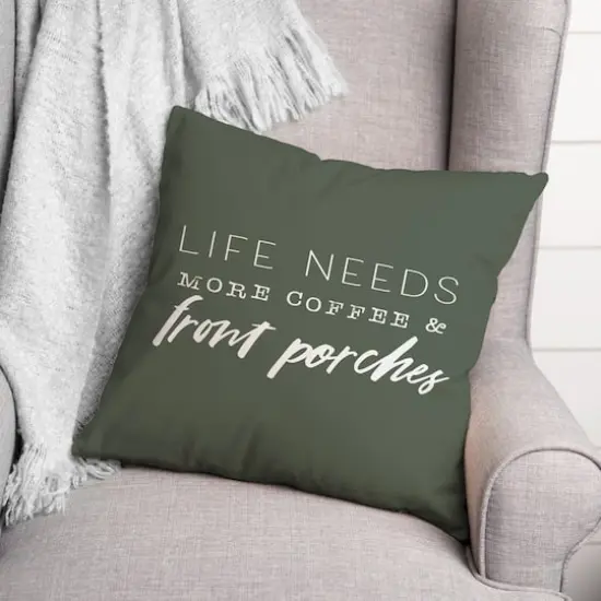 18" x 18" Coffee & Porches Throw Pillow Sage {3}