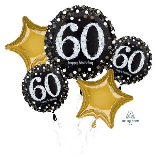 Sparkling Birthday 60 Foil Balloon Bouquet  {1}