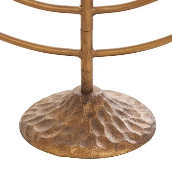 17" Bronze Metal Layered Arch Candelabra with Textured Base {10}