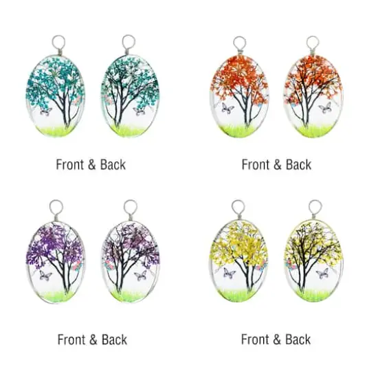 John Bead 25mm x 35mm Dried Flower Assorted Pendants {3}