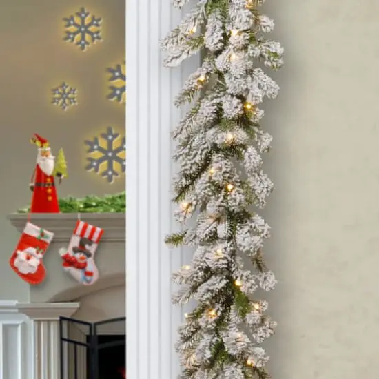 9ft. Snowy Sheffield Spruce Garland With Twinkly&trade; LED Lights {4}