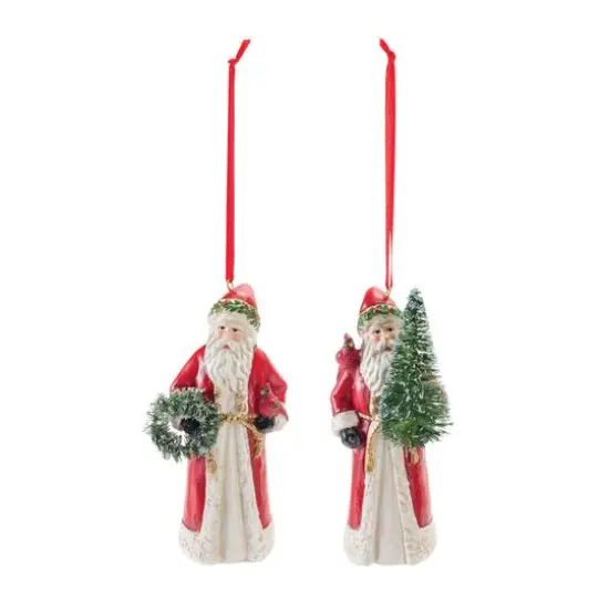 Santa with Cardinal Bird Ornament Set {6}