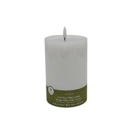 4" x 6" LED Wax Pillar Flickering Candle by Ashland&reg; White {4}