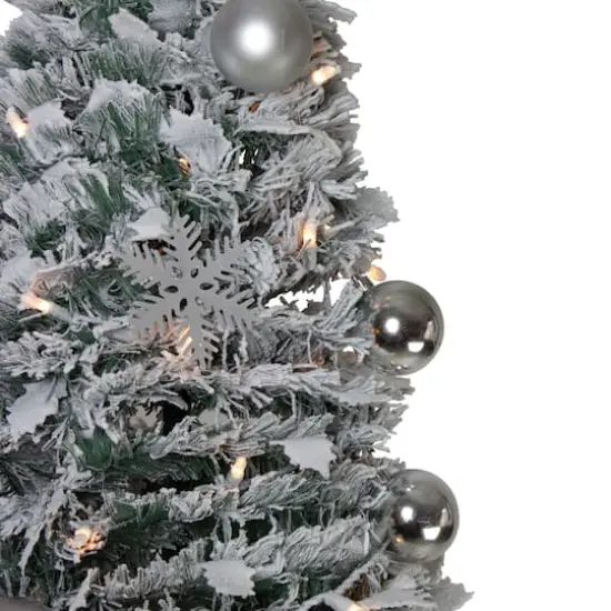 6ft. Pre-Lit Flocked Pre-Decorated Pop-Up Artificial Christmas Tree {3}