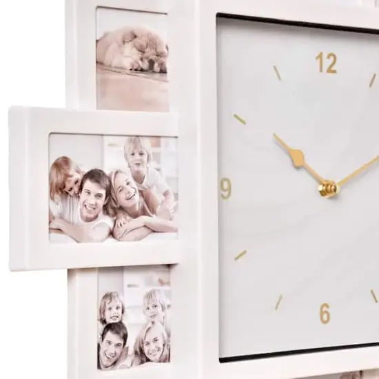 American Art Decor Picture Frame Collage Clock 12 Photo Display Slots White, 20" x 20" {5}