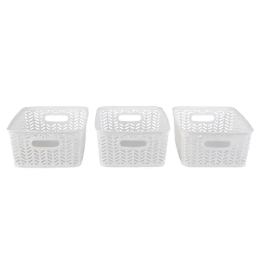 Simplify Small&nbsp;Herringbone Storage Basket, 3ct. White {4}