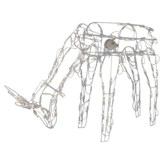 3.5ft. Lighted White Feeding Reindeer Animated Outdoor Christmas Decoration {1}