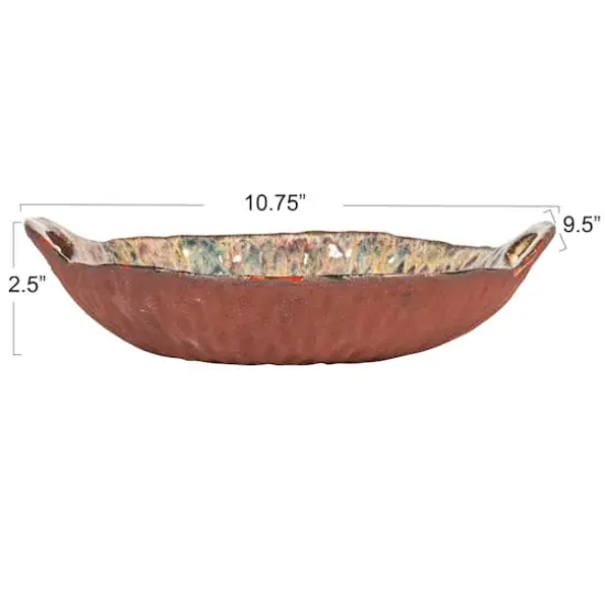 Hello Honey&reg; 10.75" Multicolor Round Stoneware Bowl with Handles {9}