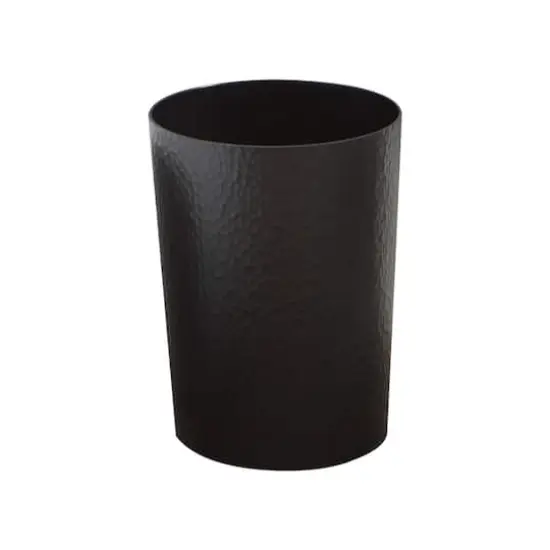 Bath Bliss Black Hammered Textured Trash Can {1}