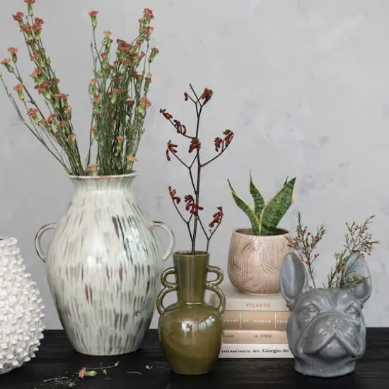 Hello Honey® 14" Multicolor Reactive Glaze Hand-Painted Stoneware Vase with Handles {5}