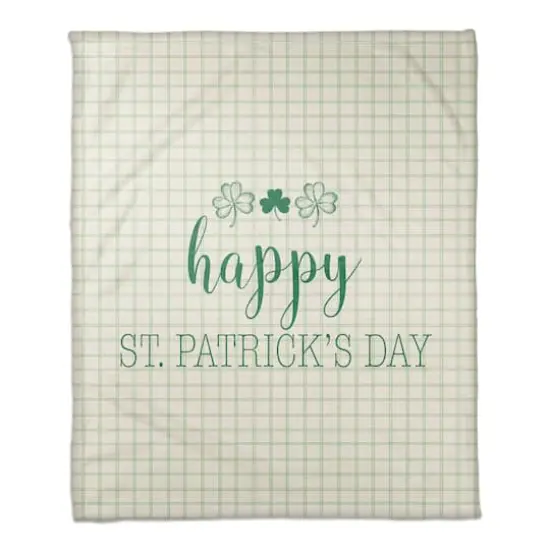 Happy Pats Day Plaid 50" x 60" Coral Fleece Blanket {1}