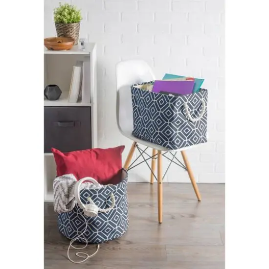 DII&reg; Medium Stained Glass Print Rectangular Bin Navy {6}